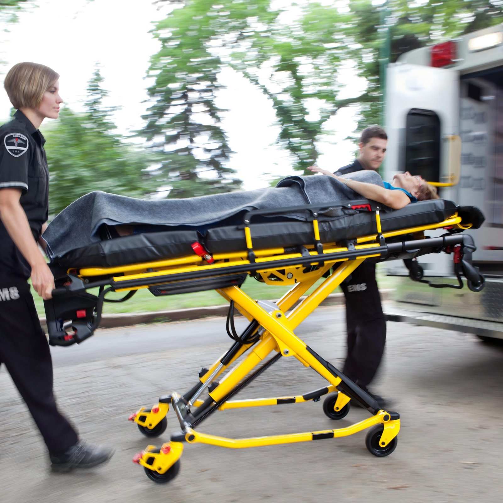 patient on ambulance stretcher