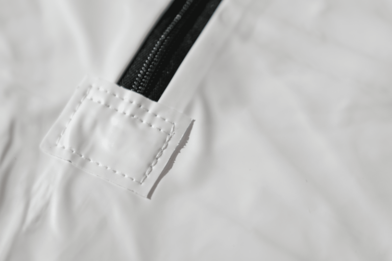 PVC body bag closure and material details PVC body bag showing closure and construction details