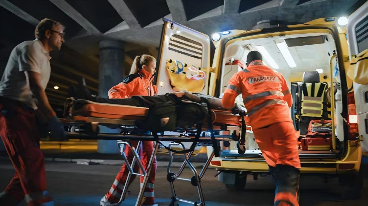Emergency responders using a moldable splint during medical evacuation training